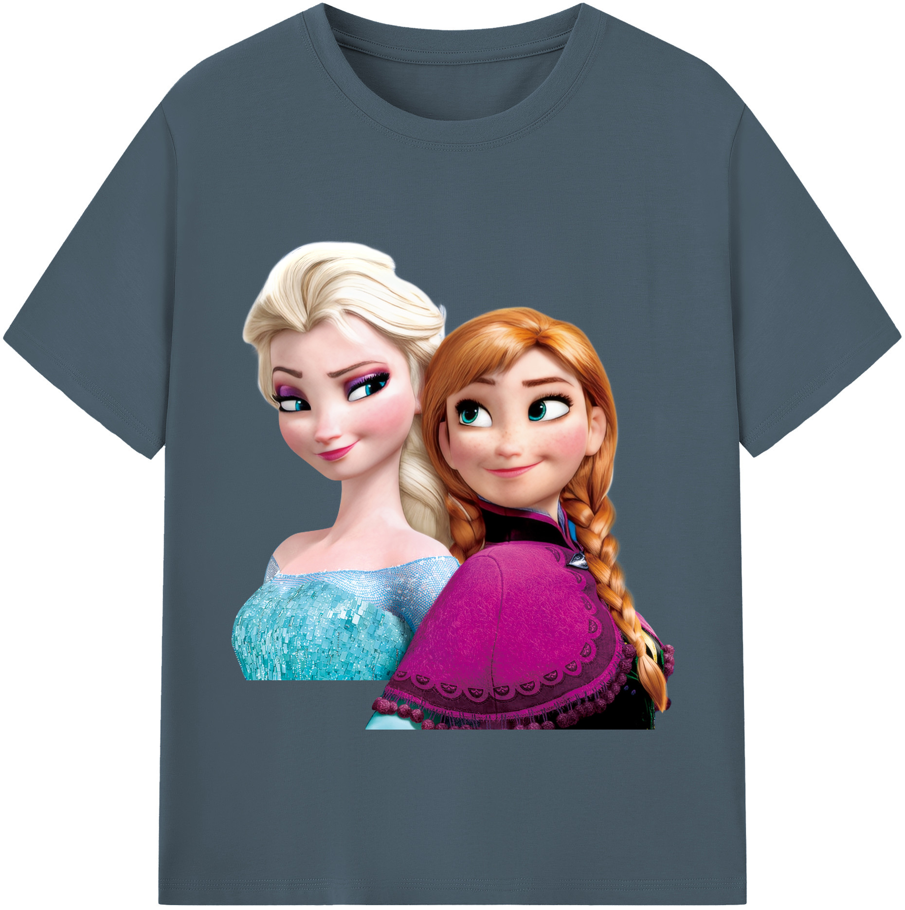 （画像用） アナと雪の女王 アンナ エルサ Frozen Anna Elsa 綿100％半袖Tシャツ（フロントプリント）